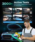 Man using Heavy Duty OBD2 Scan Tool For Electric Vehicles And New Energy Cars Bidirectional Diagnostic Kit with active test screen.