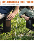 Armless Rocking Camping Chair With Spring Action Tech, Portable Folding Outdoor Rocker with cup-holder and side pocket