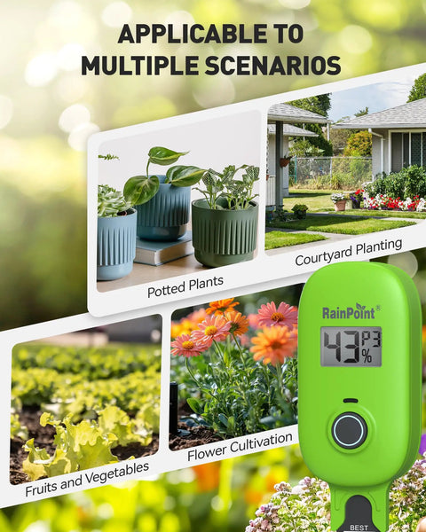 Hands Down Handy Soil Moisture Meter For Plants With Real Time Humidity Sensor And App Remote Monitoring, Perfect For Indoor Outdoor Gardening And Farm Care, Manual Quick Read Or Auto Updates, Requires WiFi Hub HWG023/HWG040, Green for potted plants and garden beds