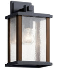 Outdoor Wall Light Sconce With Black Finish And Clear Ribbed Glass, 1 Light Exterior Fixture For Entryways Patios And Porches, Traditional Rustic Style, Measures 12.75 Inches High By 7.5 Inches Wide, 100W Max
