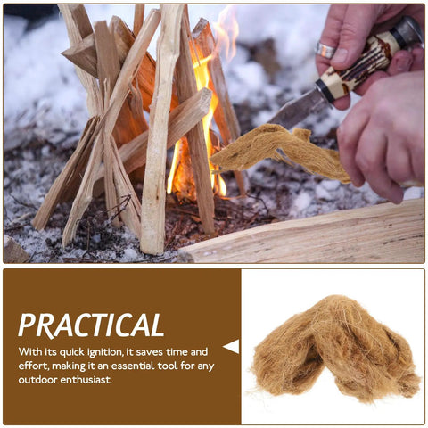 Jute Fire Starter Rope 4 Pack For Camping And Hiking Quick Ignition Twine Fire Starters used to ignite a campfire on snow