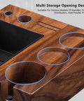 Top Shelf Natural Walnut Espresso Knock Box And Tamp Station, Removable Stainless Steel Grounds Holder, Eight In One Compact Organizer For 58mm Baskets, No Sweat Cleanup For Your Daily Grind Setup, multi storage openings.