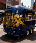 No Fuss Commercial Hot Dog Truck Trailer With Stainless Steel Catering Cart, Built In Grill, Fresh Water Tank, Power Supply System, Fully Equipped Mobile Kitchen Ready To Roll And Grind Daily at outdoor festival.