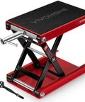 Heavy Duty 1100 Lbs Motorcycle Lift Scissor Jack With Wide Deck Height Adjustable Center Stand With Crank Steel Lift Red