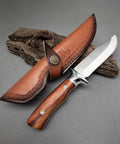 M390 Fixed Blade Hunting Knife With Wood Handle Full Tang Survival Knife Leather Sheath Built For Rugged Outdoor Camping Bushcraft