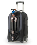Streetwalker Rolling Camera Backpack With Dedicated Laptop Pocket And Minimalist Black Exterior, Hidden Zip Opening, tripod attached