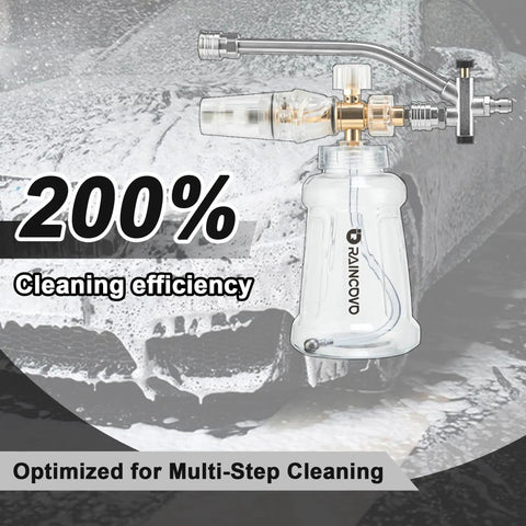 Foam Cannon For Pressure Washer With Dual Connector Car Wash Soap Attachment Snow Foam Thick Foam And High Pressure Rinse Stainless Steel Filter 5 Nozzle Tips With Holder with clear 1000mL bottle