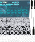 KEZE 1228 pcs silicone O-ring kit (32 sizes) in white with pick and hook in storage box.