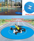 Pro Grade Drone Racing Obstacle Course Kit With Multi Stage Gates, 60cm landing pad with drone on road, training equipment