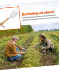 Multi Tool Garden Hand Shovel And Three Tooth Planting Fork With Built In Rake Handy Lightweight Hand Forged Digging Tool in field