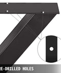 Beefy Pair Of 28 Inch Tall Steel Table Legs, 24 Inch Wide Box Frame, 3.15 Inch Square, Heavy Duty Industrial Dining Leg Set In Black Powder Coat showing pre-drilled holes.