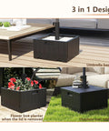 All In One Outdoor Umbrella Base With Rolling Wheels And Planter Box 176 Lb Heavy Duty Sand Fillable Workhorse Black