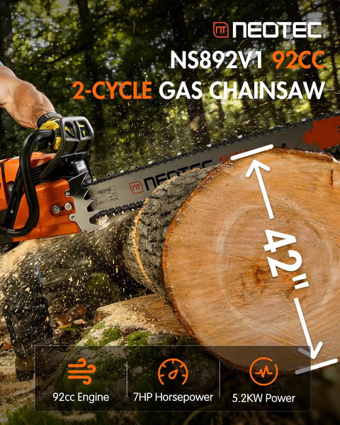 92cc Gas Powered Chainsaw With 36 Inch Bar And Chain For Heavy Duty Wood Cutting And Tree Pruning 7HP 2 Cycle Engine