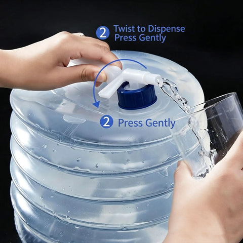 Using the spigot on the Leakproof Spigot Collapsible Water Container with Handle Accordion Foldable Jug for 15 liter portable dispenser