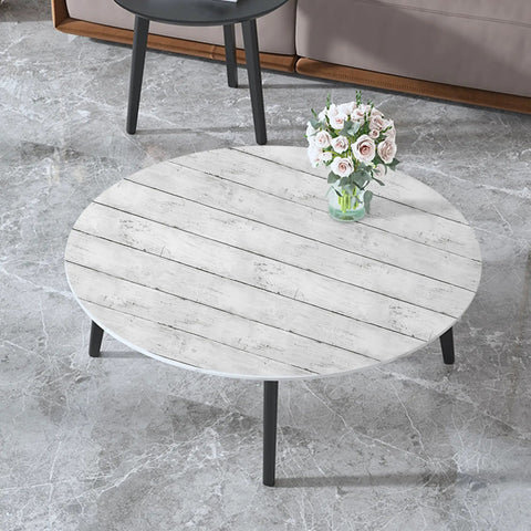 Round table with Peel And Stick White And Gray Wood Shiplap Wallpaper 17.7 By 118 Inches Self Adhesive Removable Wall Covering