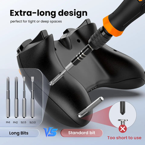 152 In 1 Precision Screwdriver Set With Magnetic Bit Kit for Electronics Repairs, long bit on game controller
