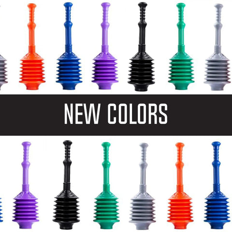 Various colors of Pro Grade Bellows Accordion Toilet Plunger With High Pressure Thrust For Heavy Duty Clogs In Bathrooms Unclogs Stubborn Blockages Like A Boss All Purpose Power Plunger For Quick Home Fixes Black