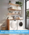 Heavy Duty Floating Shelf Brackets 10 Inch L Shape Metal Wall Mount Supports Smooth Matte White 160 Pound Capacity 6 Pack in laundry room