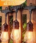 105 Ft Outdoor String Lights With 1W Dimmable S14 Bulbs, Commercial Grade Heavy Duty Waterproof Patio Bistro Market Lighting