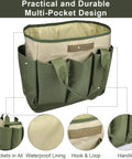 Heavy Duty Canvas Garden Tool Bag With Eight Pockets Large Tote Organizer For Tools And Gear Built For Indoor Outdoor Gardening And Yard Work