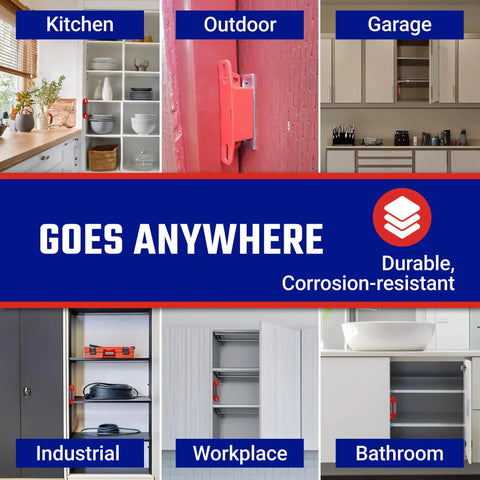Built Like A Tank Ceramic Magnetic Latch Kit With Strike Plate Secures Cabinet Doors And Tool Boxes Pulling 50 Pounds Of Force With Quick Two Way Mounting In Bold Red Two Pack