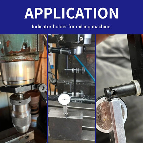HFS Dial Test Indicator Holder for Bridgeport mill; aluminum alloy, 1-7/8 in clamping diameter, installed view