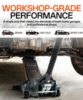 Maxority 3-ton low-profile steel floor jack with dual pistons and quick-lift pump under a car