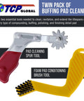 Polishing And Buffing Pad Cleaning Spur Tool And Foam Pad Conditioning Brush For Auto Detailing Pro Grade Detailer Kit, twin pack