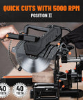 Heavy Duty 10 Inch Dual Bevel Sliding Miter Saw With 15 Amp Motor And Three Carbide Blades cutting wood with precision.
