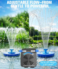 Floating Pond Fountain With LED Lights Plug In Aerator Pump For Ponds And Pools featuring adjustable spray settings