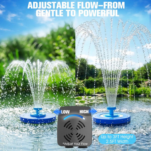 Floating Pond Fountain With LED Lights Plug In Aerator Pump For Ponds And Pools featuring adjustable spray settings