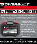 Five Piece Front End Fork Set For Auto Repair With Pickle Forks For Tie Rods Ball Joints And Pitman Arms Easy Separation Includes Pitman Arm Fork One Eighth Ball Joint Fork Fifteen Sixteenths Tie Rod Fork Eleven Sixteenths Dual Handle in case