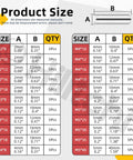 110 Piece Dowel Pin Set M2 M3 M4 M5 304 Stainless Steel Cylindrical Shelf Peg Pins size chart with dimensions and quantities.