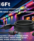 16 Foot Outdoor Extension Cord Featuring Built In Voltage Booster For Permanent Yard Lighting And Holiday String Cables, IP68 rated, heavy-duty wire.