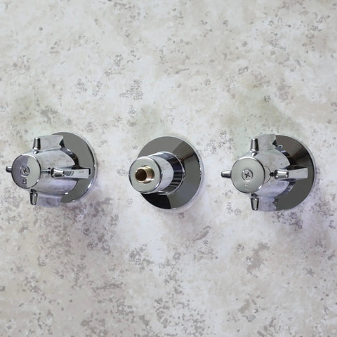 Three-Handle Bathtub And Shower Remodel Kit For Central Brass Faucets With Chrome Knob Handles Includes 10L-11H And 10L-11C Stems