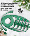 50 Foot Outdoor Extension Cord With Six Evenly Spaced Outlets and Waterproof Cover, 16AWG 3C SJTW, ETL Listed, coiled in snowy scene
