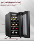 Thermoelectric 10 Bottle Wine Cooler For Red And White Wines With Digital Temperature Display Freestanding Countertop Wine Cellar Smoky Glass Door Quiet Operation Energy Efficient Beverage Storage For Your Home Bar Go To Pick, open view with bottles