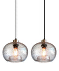 Bottom Line Quality Clear Marble Glass Pendant Lights 2 Pack Hand Blown Globe Hanging Lamp For Kitchen Island with bubble design.