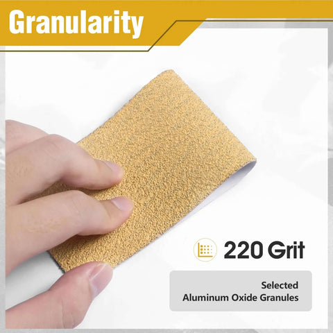 Close-up of Longboard Sandpaper 220 Grit Two And Three Quarter Inch Wide By Twenty Yard PSA Roll showing granularity and texture.