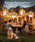 Solar Powered LED Tea Light Candles Pack Of 6 Waterproof Dusk To Dawn lighting outdoor dinner scene with lanterns