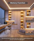 Modern bedroom with COB LED Strip Light With 3780 LEDs Delivers 8000 Lumens, 4000K Natural White, memory function showcased in shelving