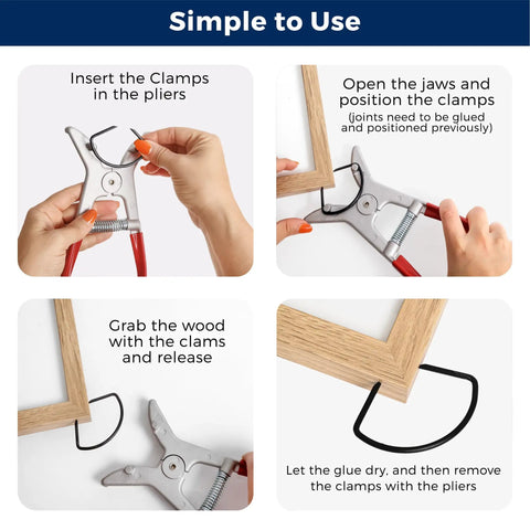 Eight Pack Miter Spring Clamps For Woodworking Projects Easy Glue Ups Of Mitered Corners Fast Hold demonstration with pliers