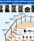 How to build a Rock Solid Heavy Duty Black Aluminum LED Cable Railing Handrail Six Foot Six Inches with components for deck and stairs.