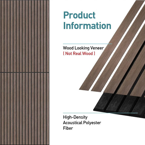 6 Pack Acoustic Wall Panels Deep Walnut Sound Proof Panels To Mute Room Noise And Boost Studio Vibes Flexible wood looking veneer product information