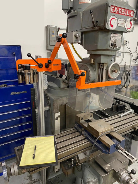MG-1 Floor Mount Milling Machine Guard With OSHA Compliant Safety Shield, Lexan Window, on manual milling machine