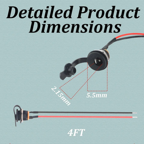 Coaxial 2 Wire Charging Port For Electric Scooters And Hoverboards With Dust Cap Universal 6 And 12 Volt Compatibility Dimensions
