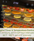 Top Shelf Eight Tray Stainless Steel Food Dehydrator Running Smooth With Digital Timer And Adjustable Temp Control, drying fruit slices.