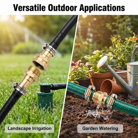 Heavy Duty Garden Hose Repair Connector Kit With Clamps Fits 3/4 Or 5/8 Inch Quick Fix Aluminum And Stainless Steel Leak Proof Durable Fix For Your Backyard Irrigation Needs Today. hose repair connector on garden hose with clamps