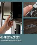 Heavy Duty Metal RV Buckle Latch For Camper And Trailer Doors, One Hand Operation Cabinet Catch, Secure Rotary Latch For Motorhome Cabinets Or Baggage Doors, Durable RV Cabinet Hardware For Smooth Access, metal latch on RV cabinet door