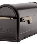 Chadwick Postmount Mailbox in rubbed bronze for large curbside deliveries, steel reinforced opening, cast aluminum handle, USPS approved.